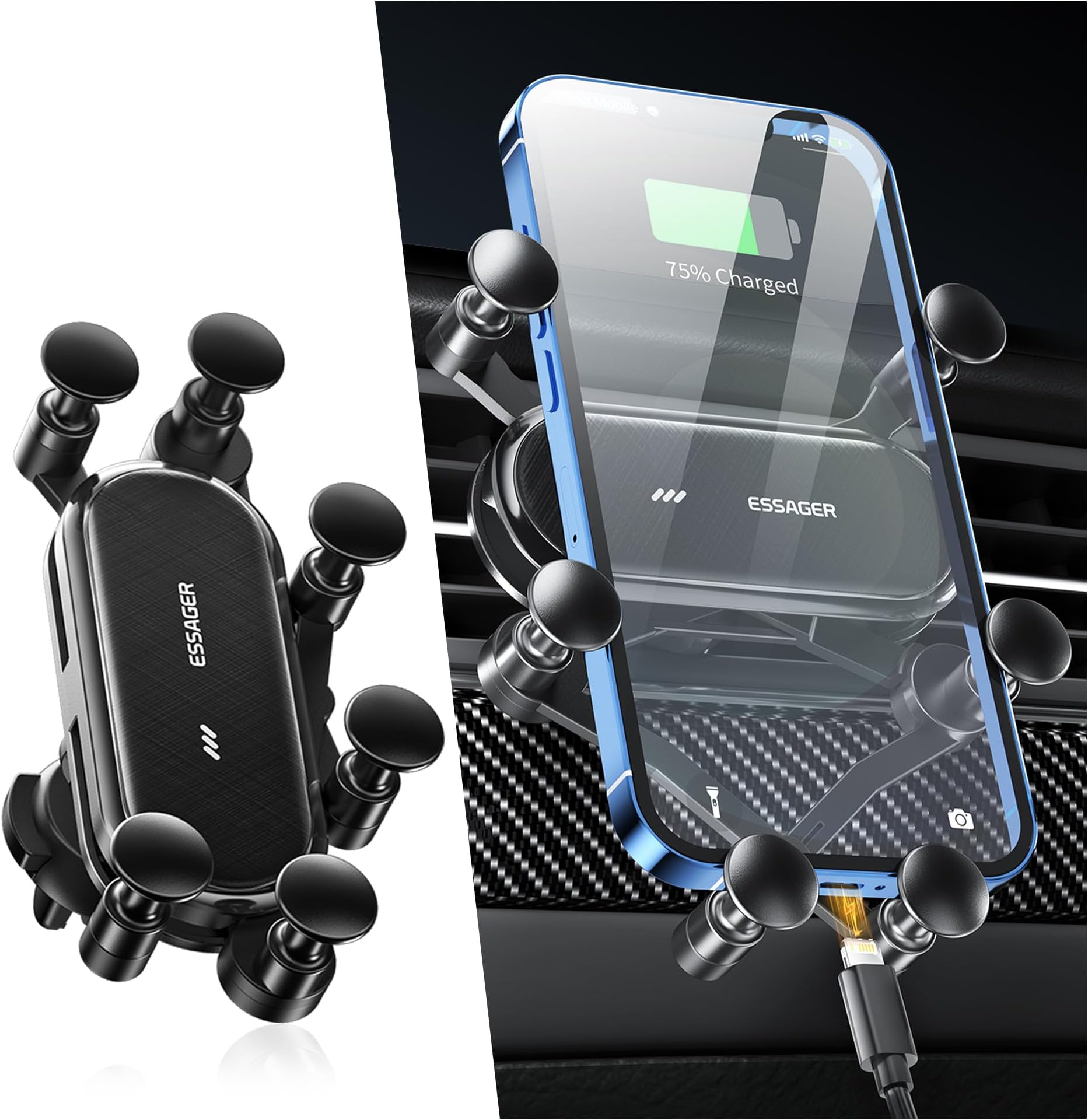 Upgraded 6-Point Support Car Phone Holder Mount,Hanging 360° Adjustable Car Vent Phone Mount,Universal Cell Phone Car Mount Car Accessories Interior for Most Cars Trucks SUVs