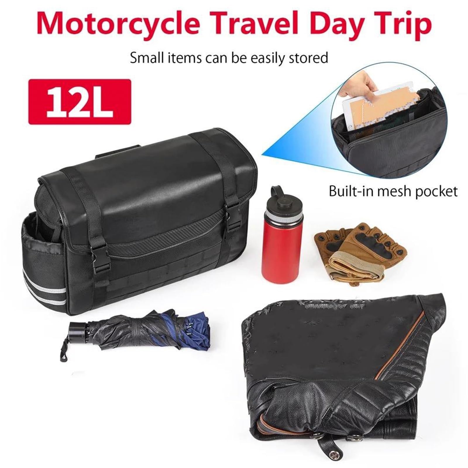 Bolsa Lateral para Casco De Moto Bolsa para Sillín Bolsa Trasera Lateral 13 L, Bolsas Viaje para Montar En Motocicleta Funda para Lluvia, Bolsa para Asiento Trasero para Alforjas