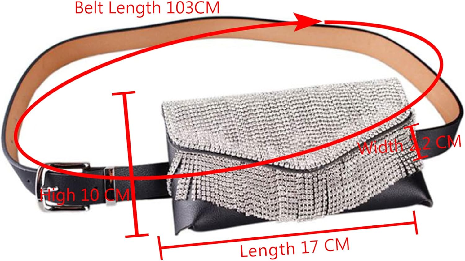 Women Girls Rhinestone Fanny Packs Glitter Waist Bag Envelope Clutch Cell Phone Purse Detachable Belt Rave Bum Bag One size yb-06439-03AD Yb-06439-03ad - Image 7