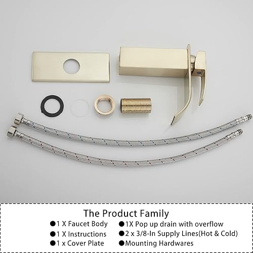 Miniatura 8 de GGStudy - Grifo de baño negro mate, grifo de lavabo de baño con cascada, montaje en cubierta, manija única, 1 agujero, grifo de tocador de baño con