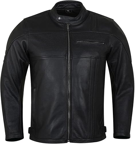Vance Leathers' Commuter Cafe Racer - Chaqueta de cuero para motocicleta con armadura para hombre