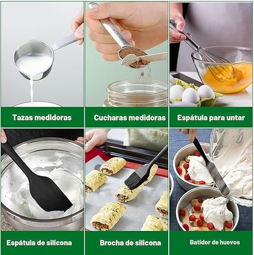 Miniatura 9 de Juego de Tazones para Mezclar, Juego de 25 Piezas de Tazones para Mezclar de Acero Inoxidable con Tapa, Tazones Grandes Anidables de 7, 4.5, 3, 2,