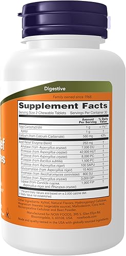 Miniatura 2 de NOW Suplementos alimenticios, alivio ácido con enzimas, xilitol endulzado, salud digestiva*, 60 masticables