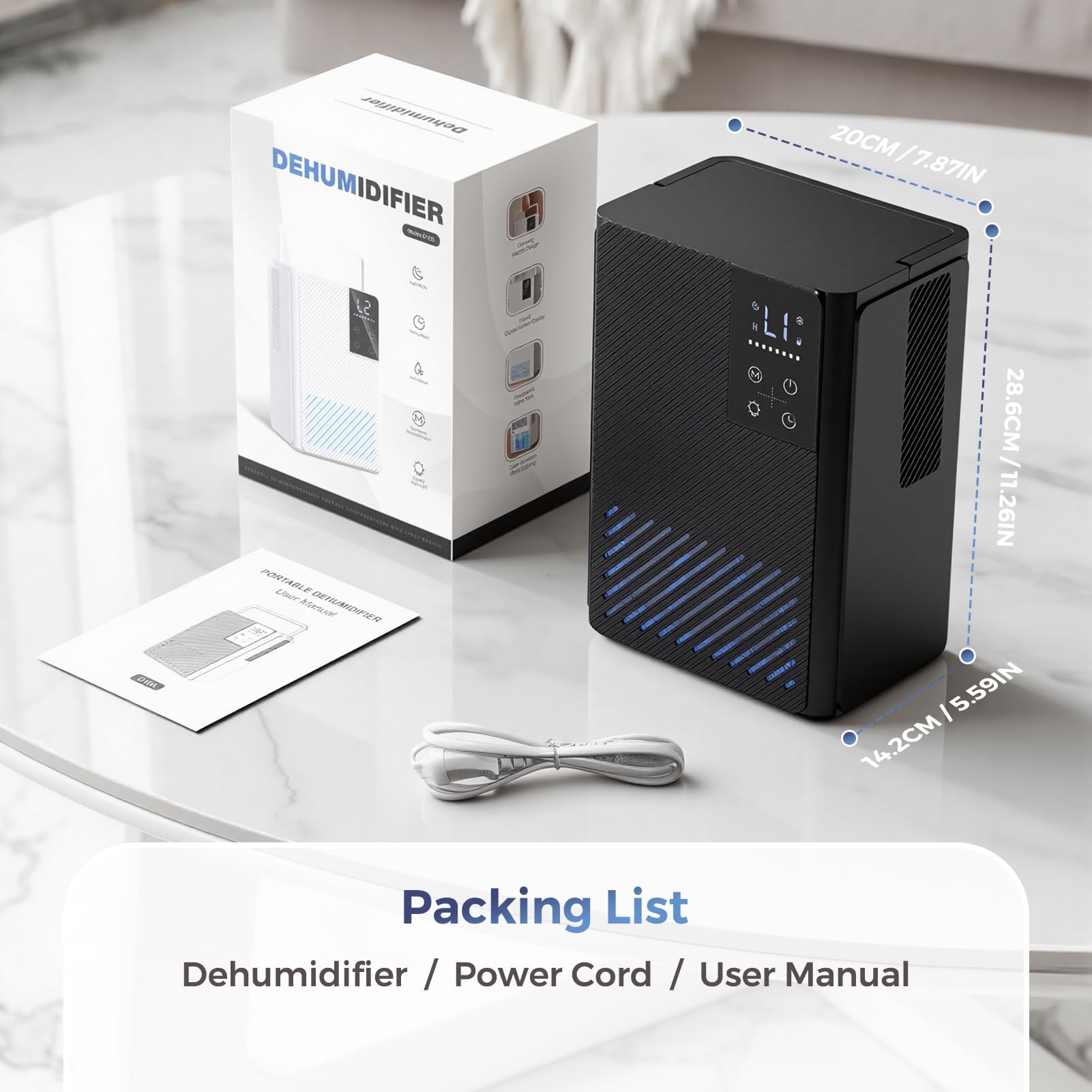 Deumidificatore 2500ML, Deumidificatore Casa Muffa Elettrico, Ultra Silenzioso, Spegnimento Automatico, Purificatore Dell'aria, Contro Umidità e Muffa per Camera da Letto, Bagno, Casa