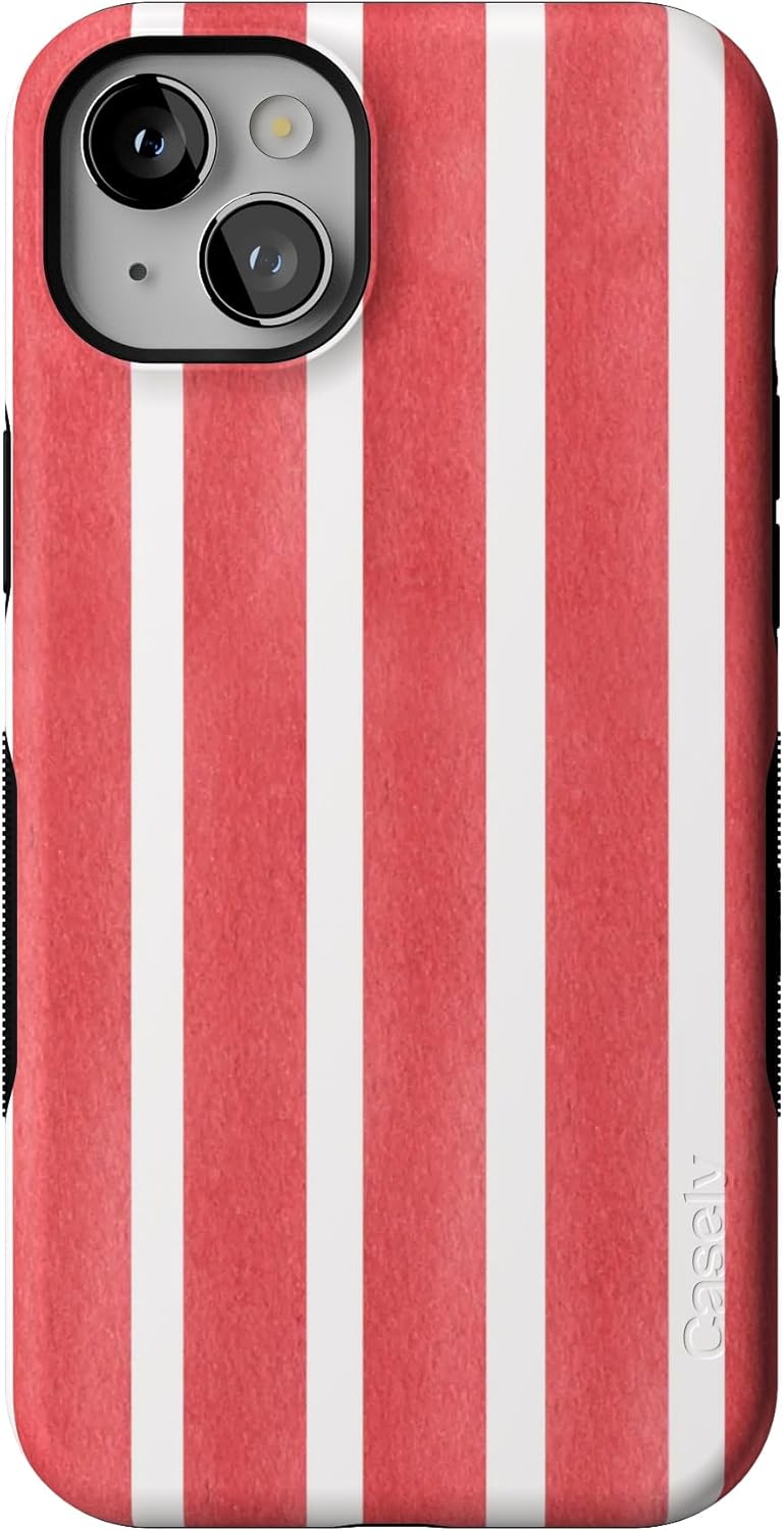 Casely iPhone 14 Plus Case | East Coast Summer | Red Stripes | Bold Protective Design | Compatible with MagSafe