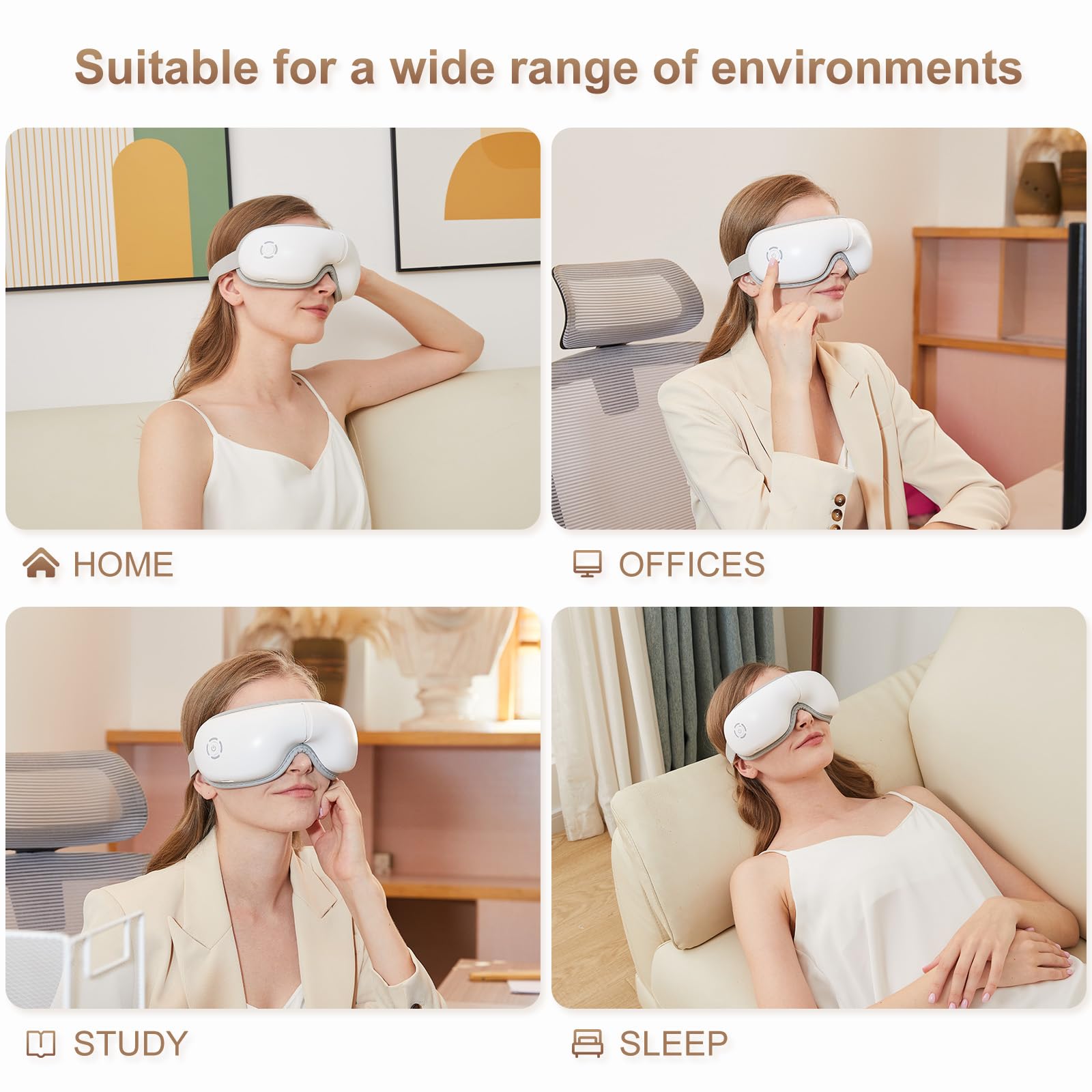 LAOBEN Masajeador de ojos con calor, masajeador de ojos calentado con masaje ocular, regalos para los ojos con 5 modos de masaje y diseño plegable de 180°, cómodo y portátil, perfecto para el hogar