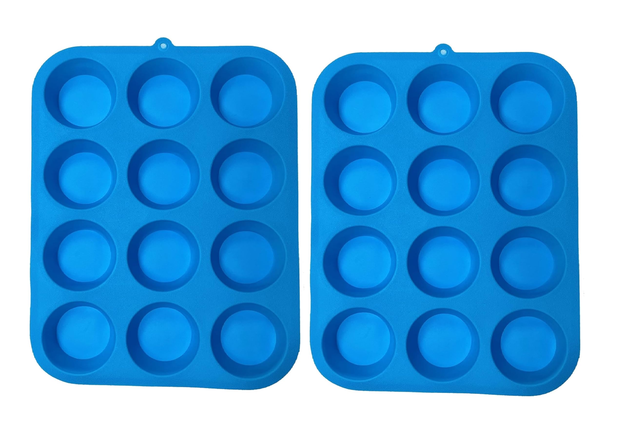 2pcs Muffin Tray, Silicone Non-Stick Coating, LFGB & BPA Free, Cupcake Baking Pan, Perfect for Cupcakes, Brownies, Pudding, Tarts, Egg Bites-Blue (Blue)