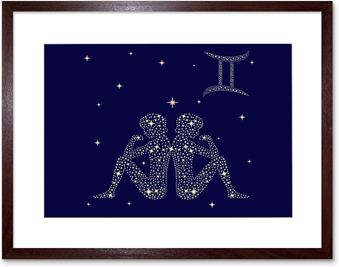 Painting Illustration Zodiac Star Sign Gemini Twin Framed Art Print B12X12966