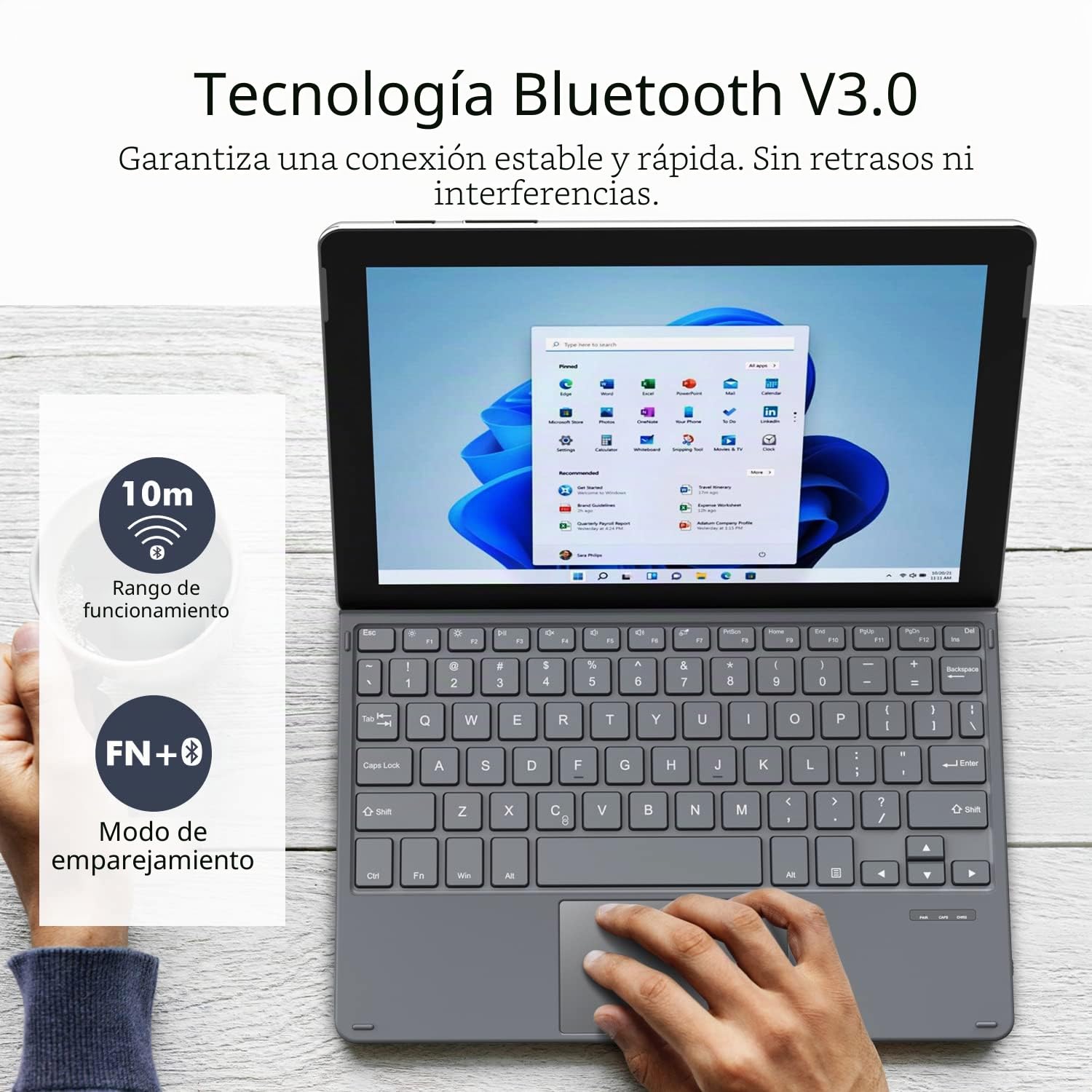 MoKo Keyboard for Surface Go 4 2023 / Go 3 2021 /Go 2 2020 /Go 2018,Grigio | Wireless Bluetooth Tablet Computer Keyboard with Micro-USB Charging Cable and Built-in Recargable Battery