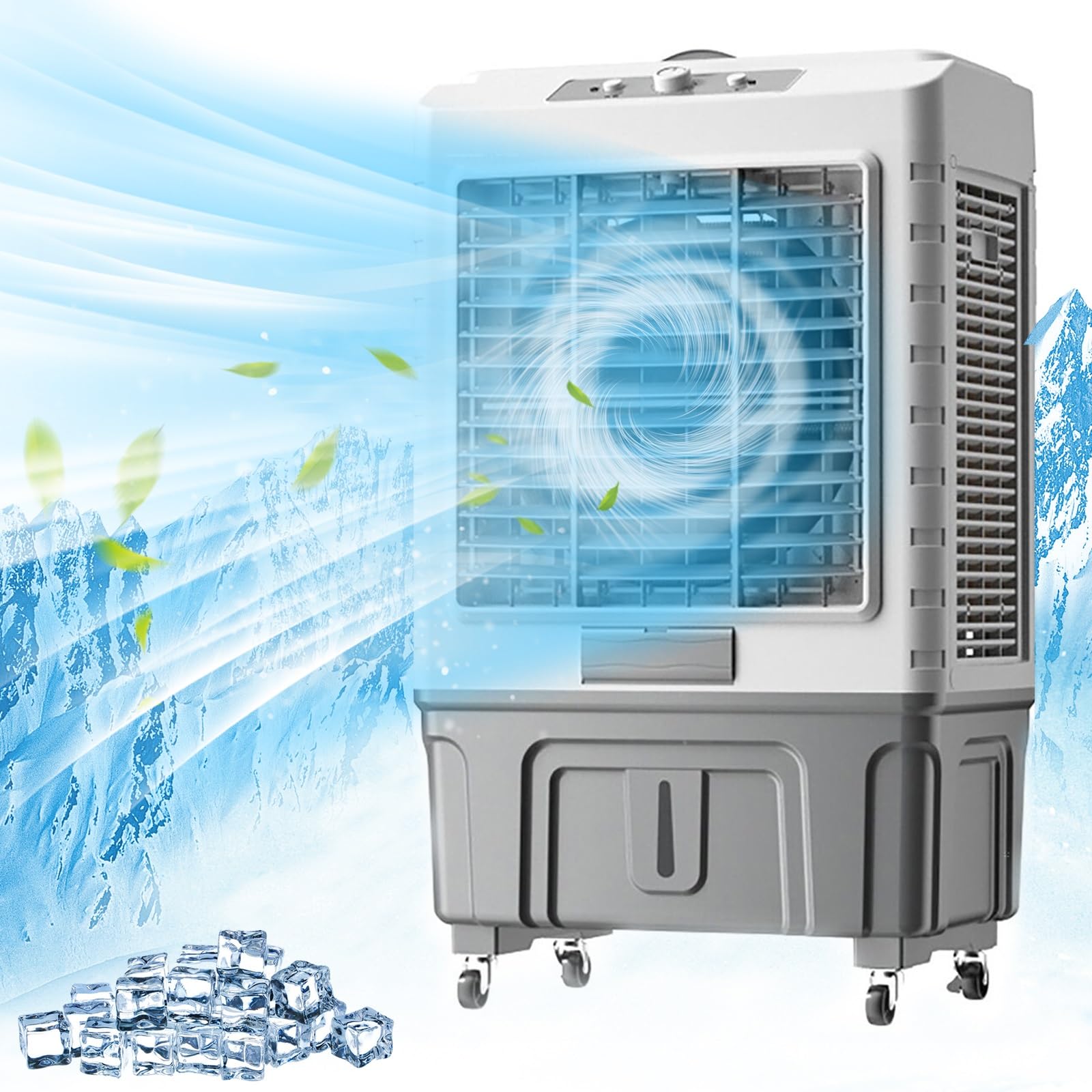 GTHTUHFD Evaporative Air Cooler, 50L/55L 3-In-1 Purifier, 120° Oscillation Wide Angle Cooling, Portable Ac For Home Office,102cm/40in-55l