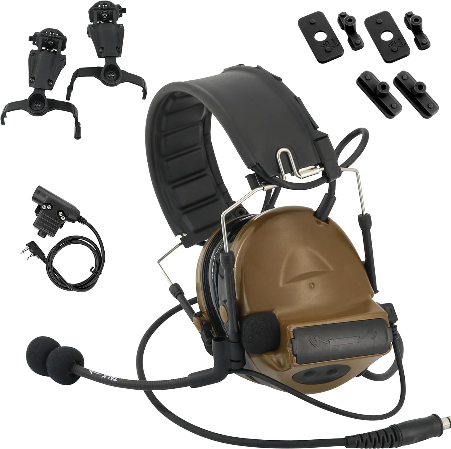 Tactical Headset with U94 PTT Detachable Headband and Rail Adapter,for ARC,Mlok,Team Wendy Rail,Airsoft Sports(MC)