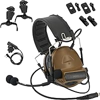 Vista 8 de Auriculares tácticos con diadema desmontable U94 PTT y adaptador de riel, para ARC, Mlok, riel del equipo Wendy, deportes de Airsoft (bronceado)