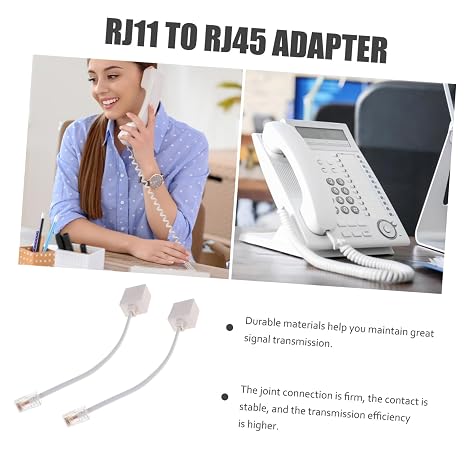 2pcs Adapter Cable Phone to Ethernet Converter Plug PC Female to PC Male Connector for Analog Telephone and Fax Stable Signal Transmission with Firm Connection