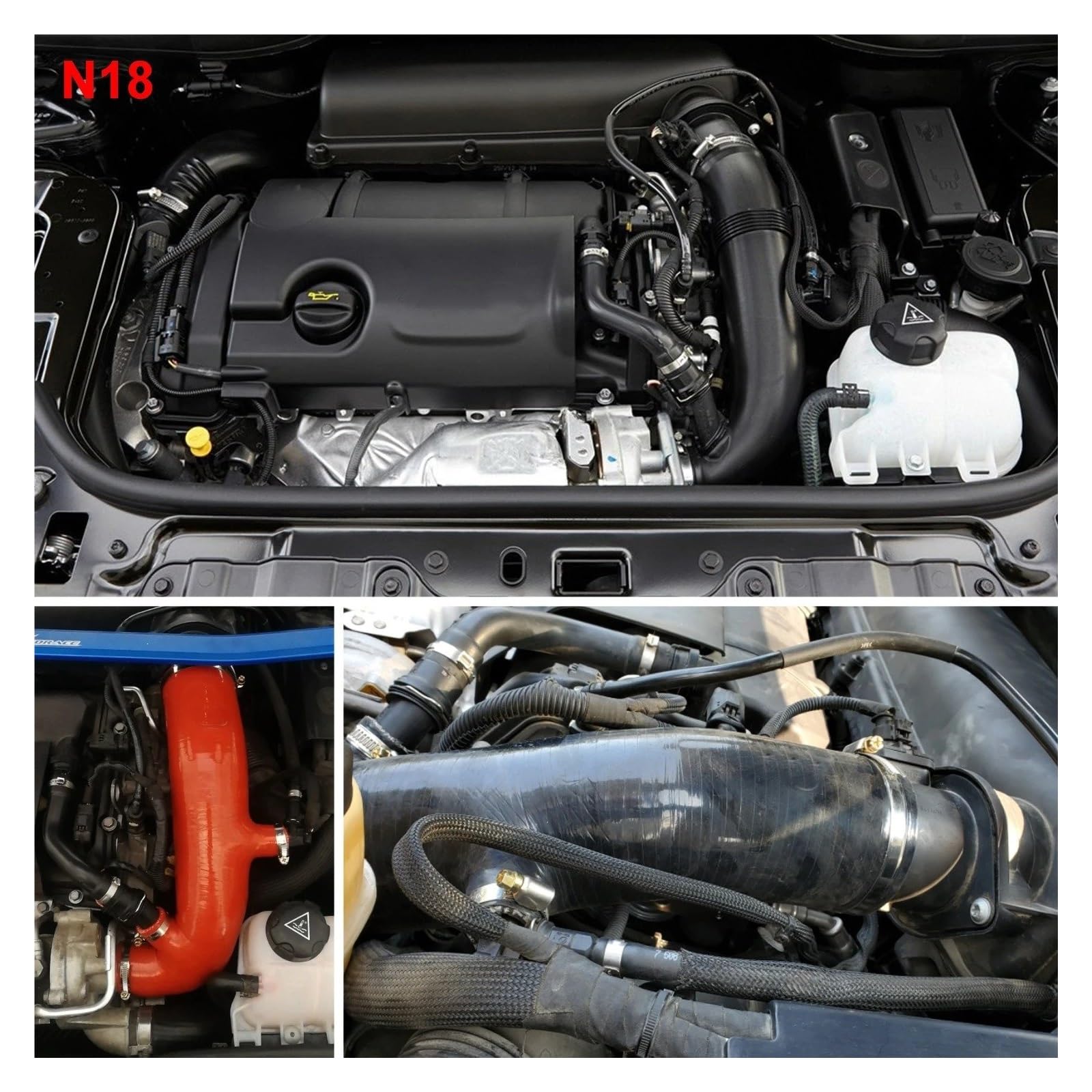 Tubo Flessibile Per Mini Per Cooper S Per Clubman 1.6T R55 R56 R57 R58 R59 R60 R61 N14 N18 Kit Tubo Aspirazione Turbo In Silicone Motore Tubo Aspirazione Aria Fredda(N18 Black)