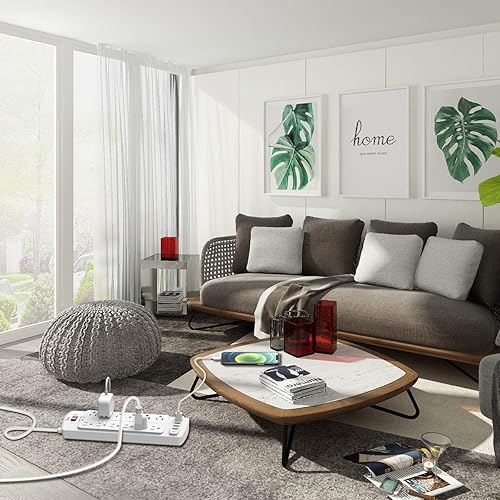 Miniatura 4 de Tcstei - Protector de sobretensiones con 12 salidas y 4 puertos USB, cable de extensión de 6 pies (1875 W15 A) para el hogar, oficina, artículos