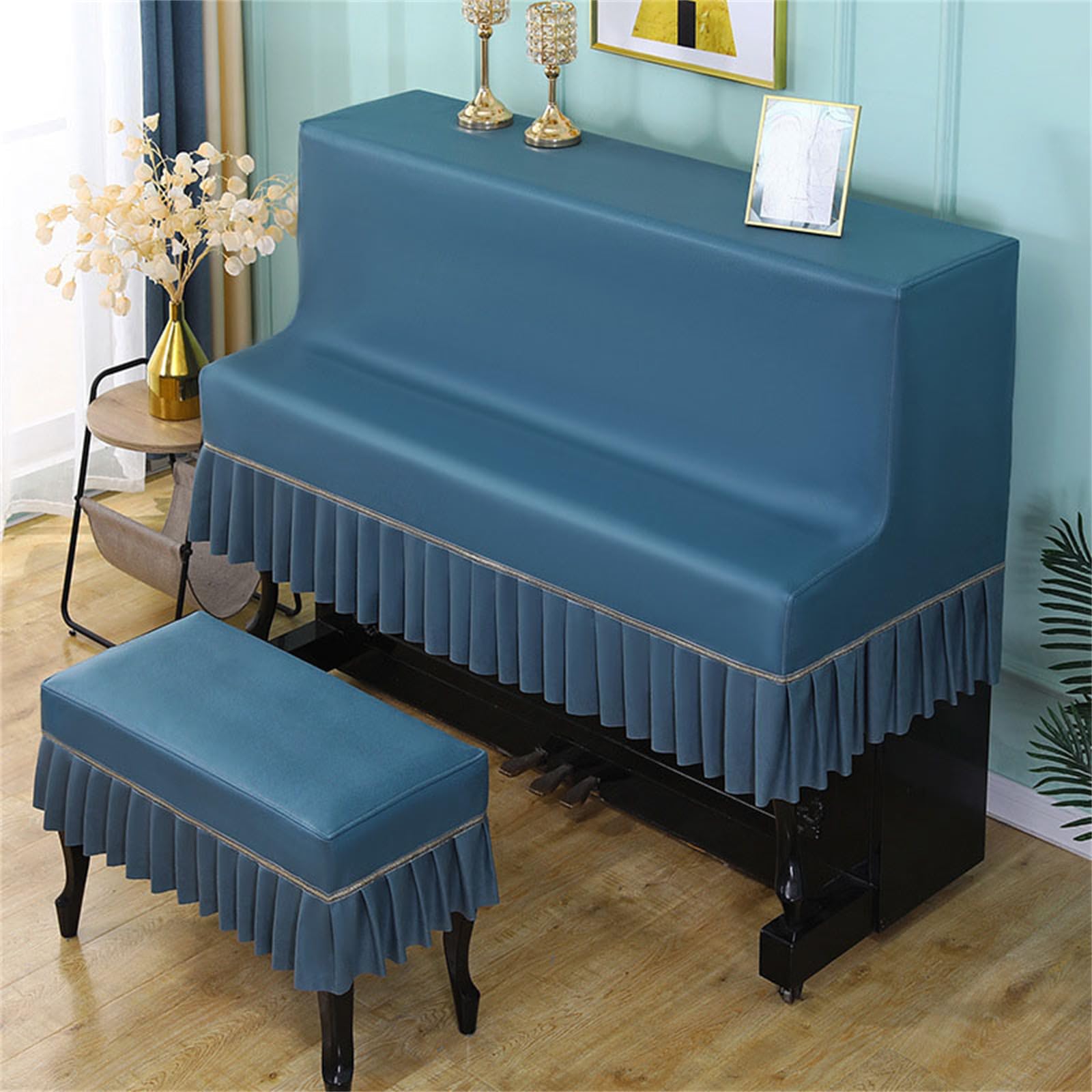 Telo coprisgabello per Pianoforte Verticale, Copertura Protettiva Universale per Pianoforte Verticale con Orlo in Pizzo, Copertura Decorativa per Mezzo Pianoforte per Pianoforte Verticale Un