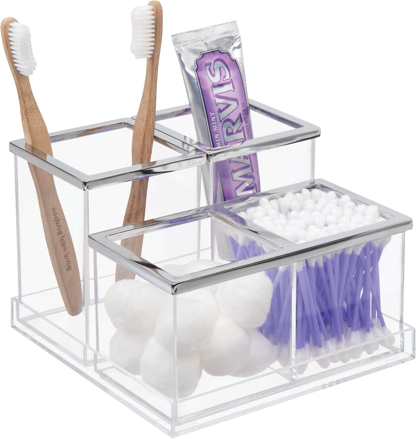 iDesign Clarity BPA-Free Plastic Customizable 4-Piece Organizer, 6.5" x 6.5" x 4.53"