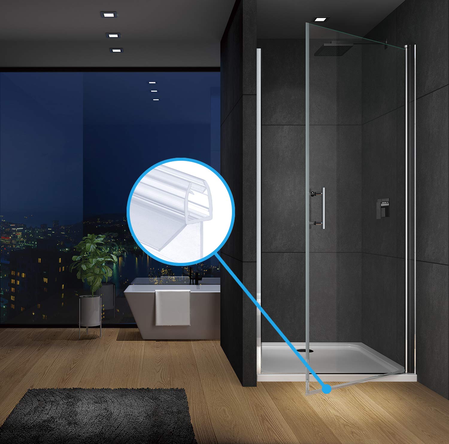 Lot de 2 joints de douche de 100 cm - Doré - Pour porte de douche
