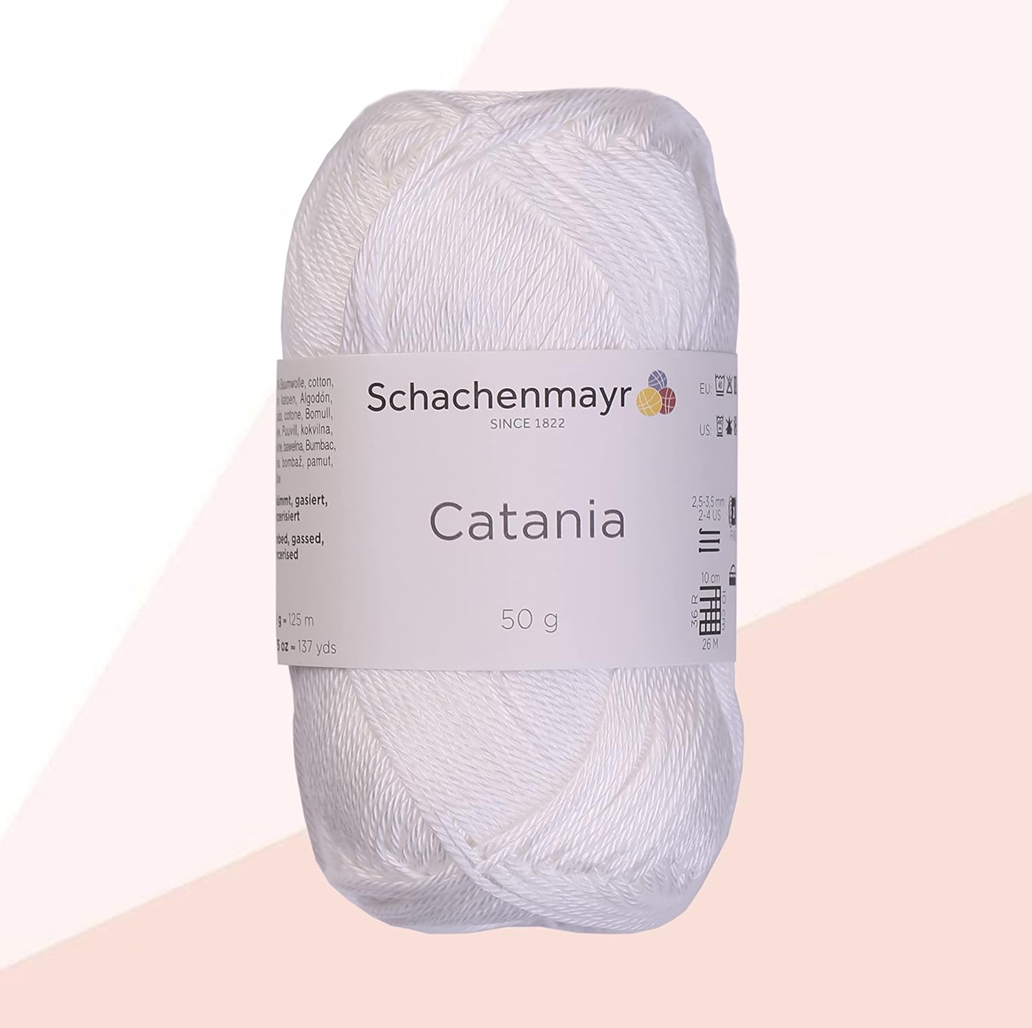 3 Skein SMC Catania Originals Cotton Yarn, Total 5.28 Oz. 100% Cotton, Each 1.76 Oz (50g) / 136 Yrds (125 m), Fine-Sport 2 (9801210-00106 - White, 3 Pack)
