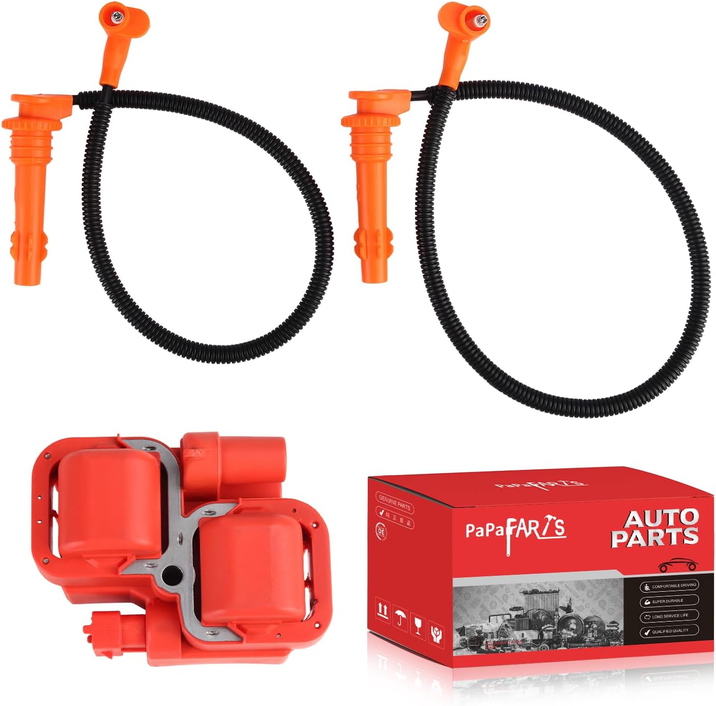 PAPAPARTS Ignition Coil and Spark Plug Wire with Caps Compatible with Polaris RZR S 4 XP Trail S 900 1000 2014-2023 for RZR Turbo RS1 170