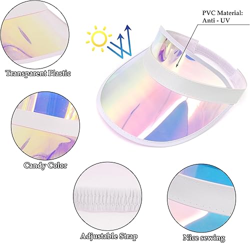 Miniatura 49 de Surkat Viseras solares transparentes de plástico con protección UV, sombrero para la cabeza, sombrero para golf, tenis, playa, ciclismo 1 paquete