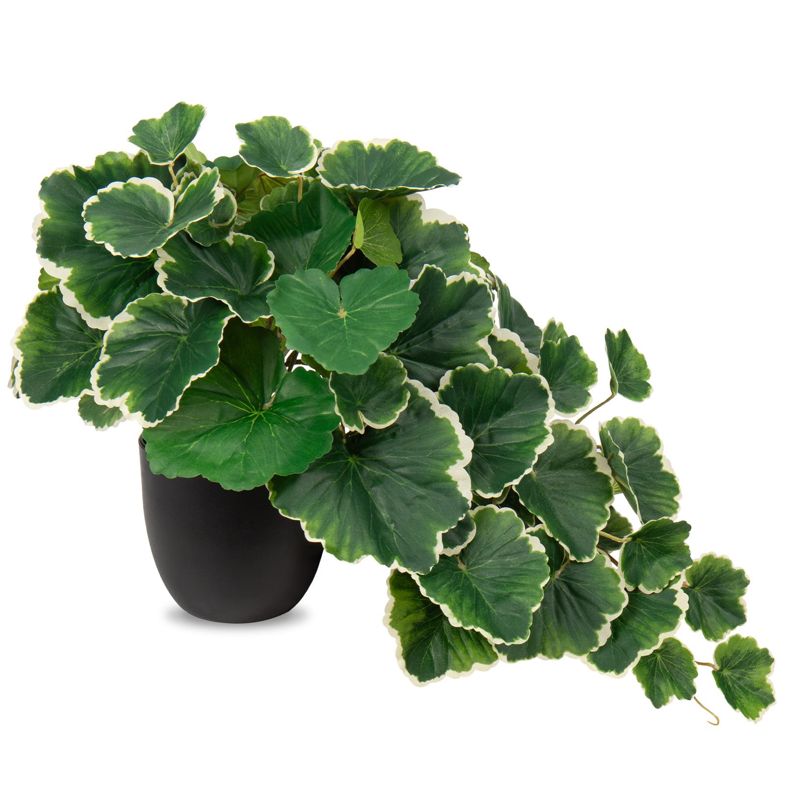 Hollyone Artificial Plants in Black Pots, Fake Wilhelm Langguth Geranium Decorative Faux Potted Plants
