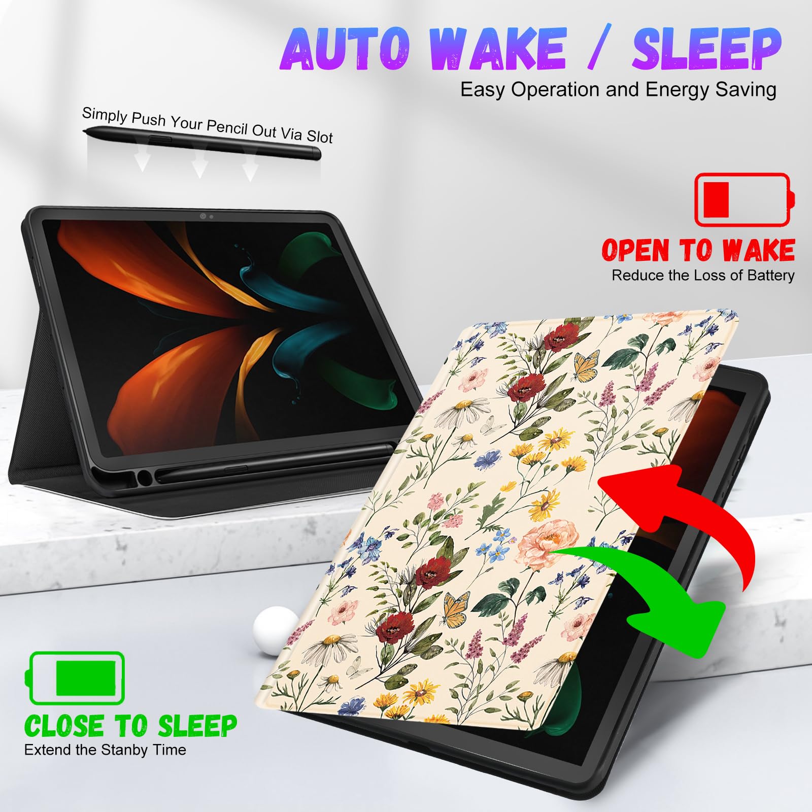 Custodia Ibrida Con Cavalletto E Vetro Per Samsung Galaxy Tab A8 10.5 SM-X200/X205/X207, Antigraffio