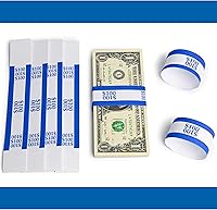 Vista 5 de L LIKED Paquete de 100 correas de moneda, envoltorios de billetes de dinero con autosellado (azul $100-100 PCS)