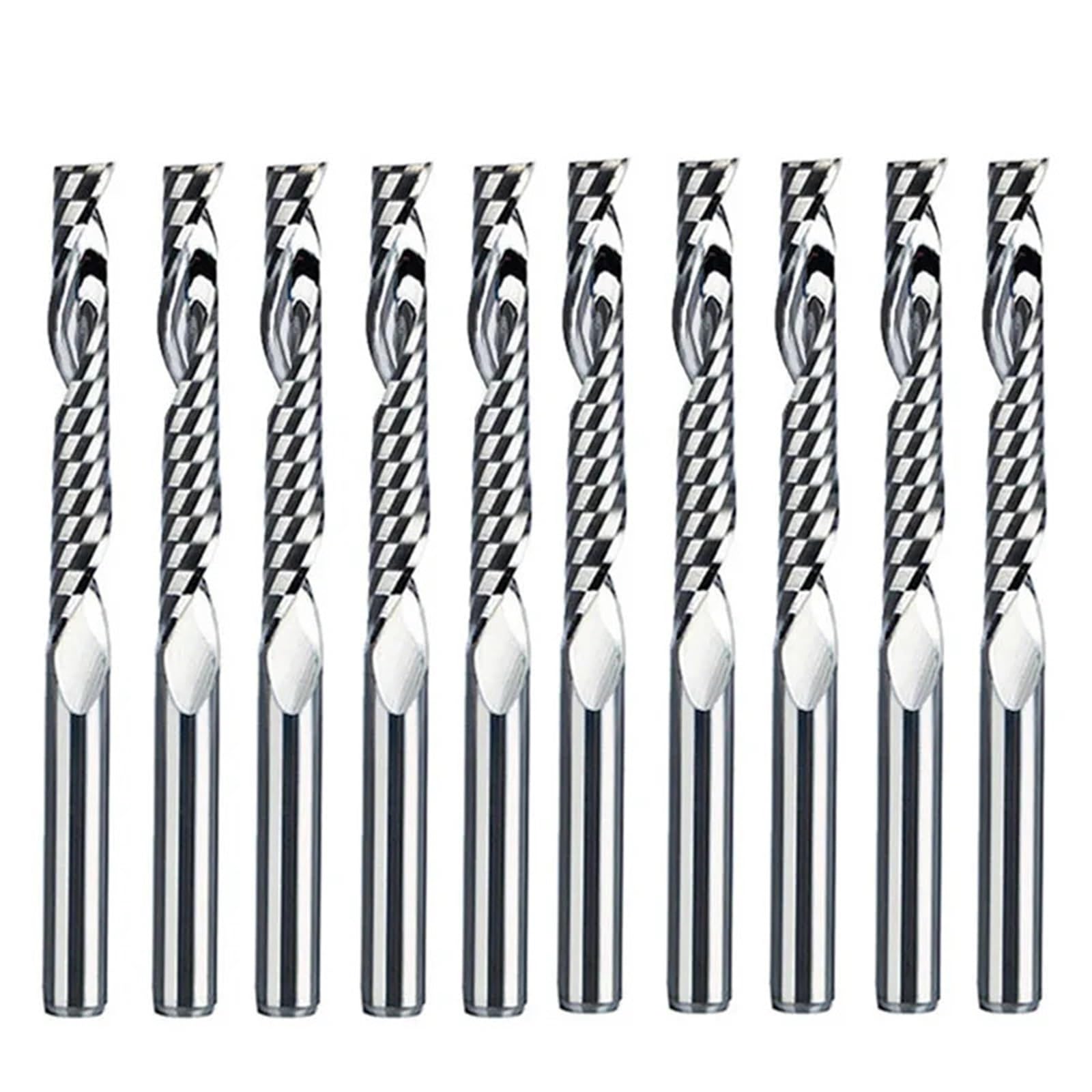 V Groove espiral cónica fresa, Paquete de 5 brocas for fresado en espiral de carburo de tungsteno de una sola flauta con vástago de 3,175 mm, varios tamaños(3.175x1.0x3)