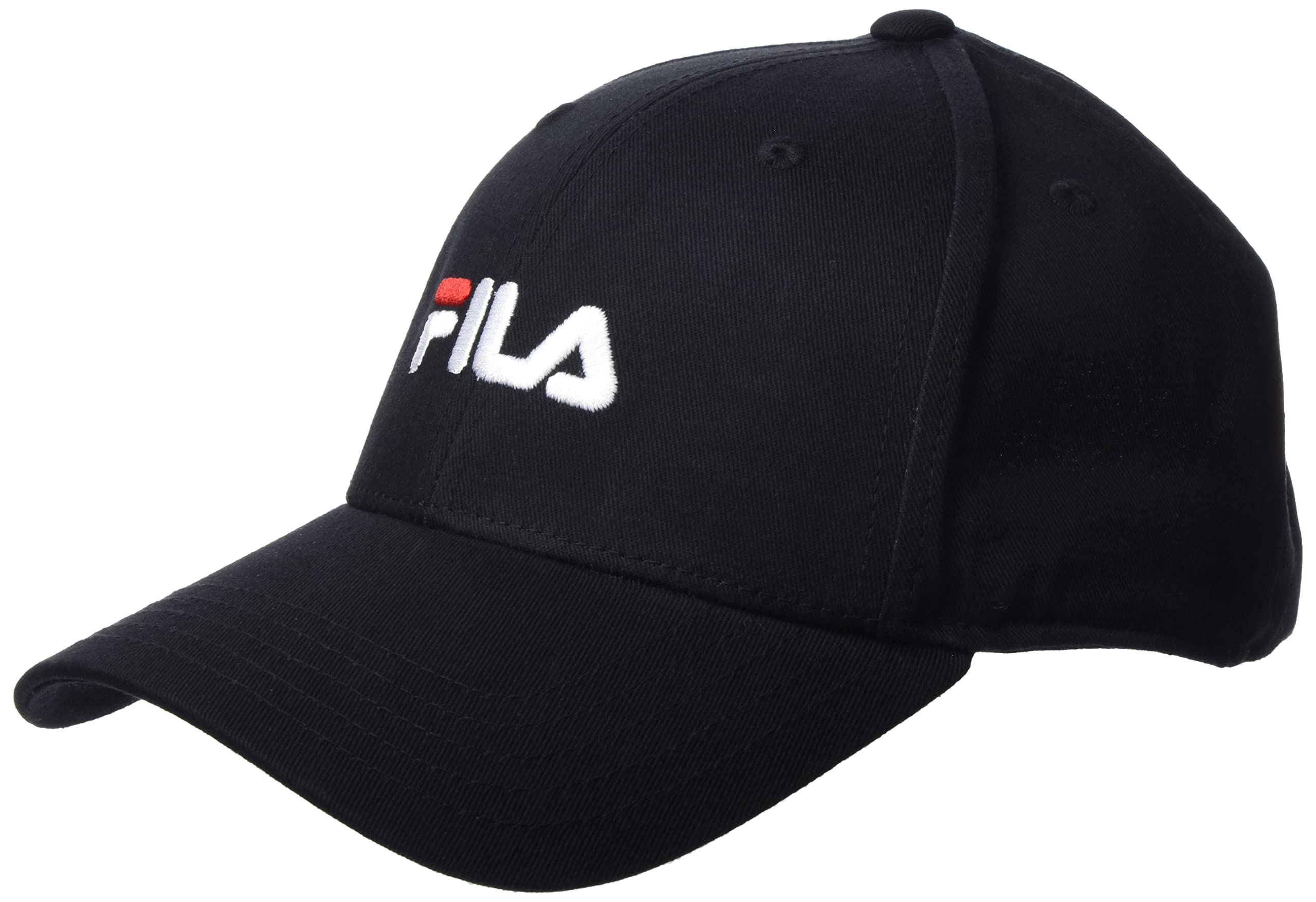 Fila Unisex Black Brasov 6 Panel With Linear Logo Strap Back Baseball Cap, One Size, One Size