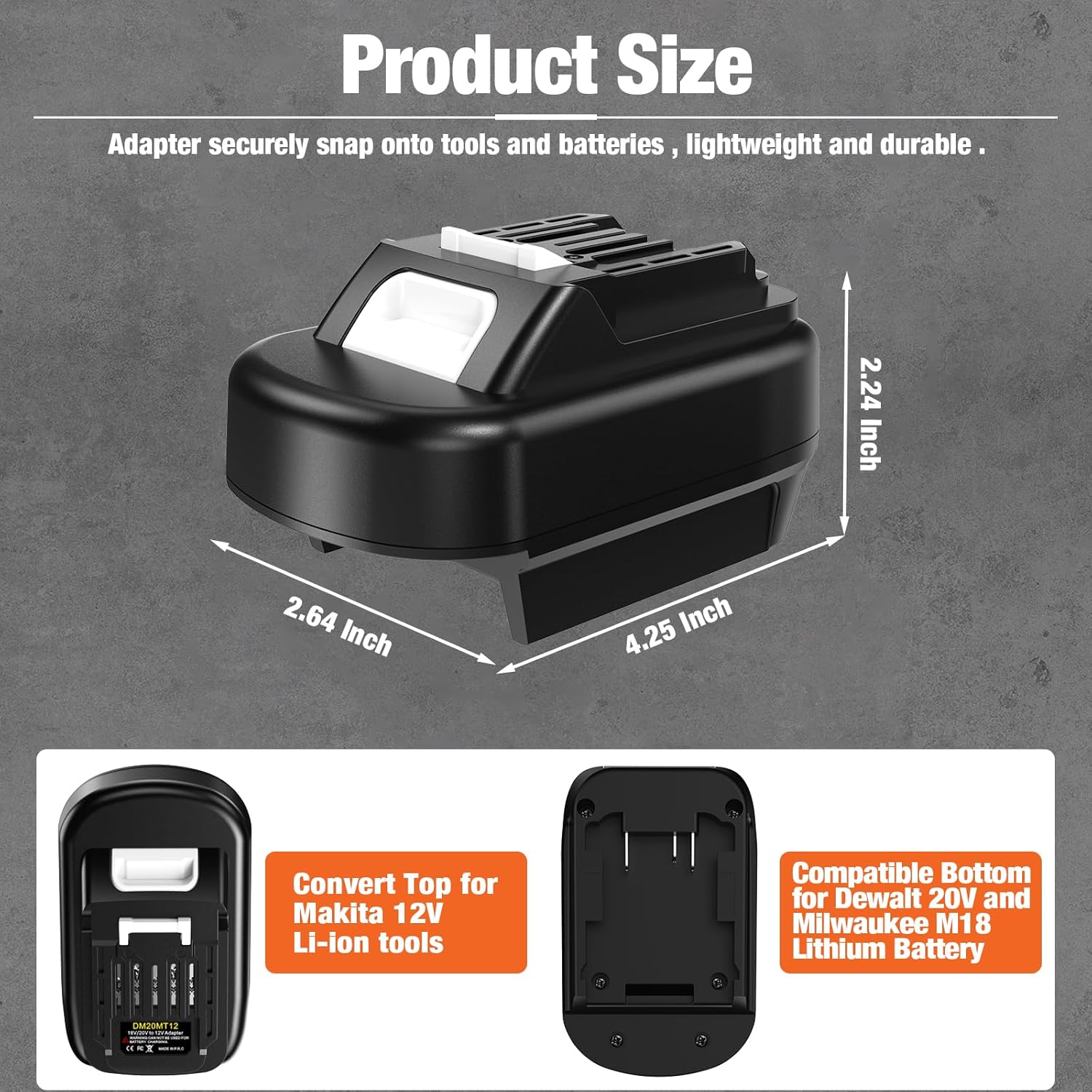 Battery Adapter for Makita 12V Cordless Tools, Convert for DeWALT 20V MAX & for Milwaukee M18 18V Battery to for Makita 12V CXT Power Tool Converter