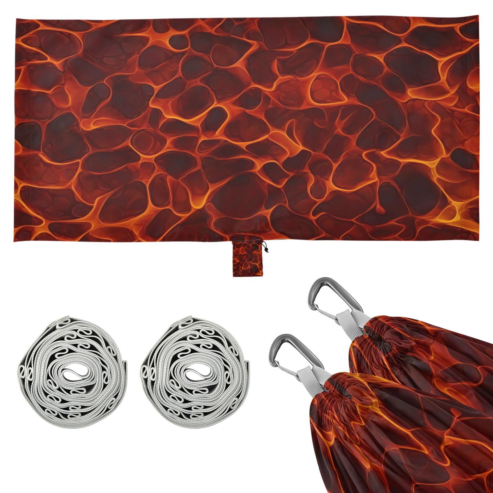 ATTX Fire Animated Camping Hammock - Lightweight & Portable Hammocks, Heavy Duty 330lbs Capacity for Indoor, Hiking, Backpacking, Travel, Backyard, Beach#290