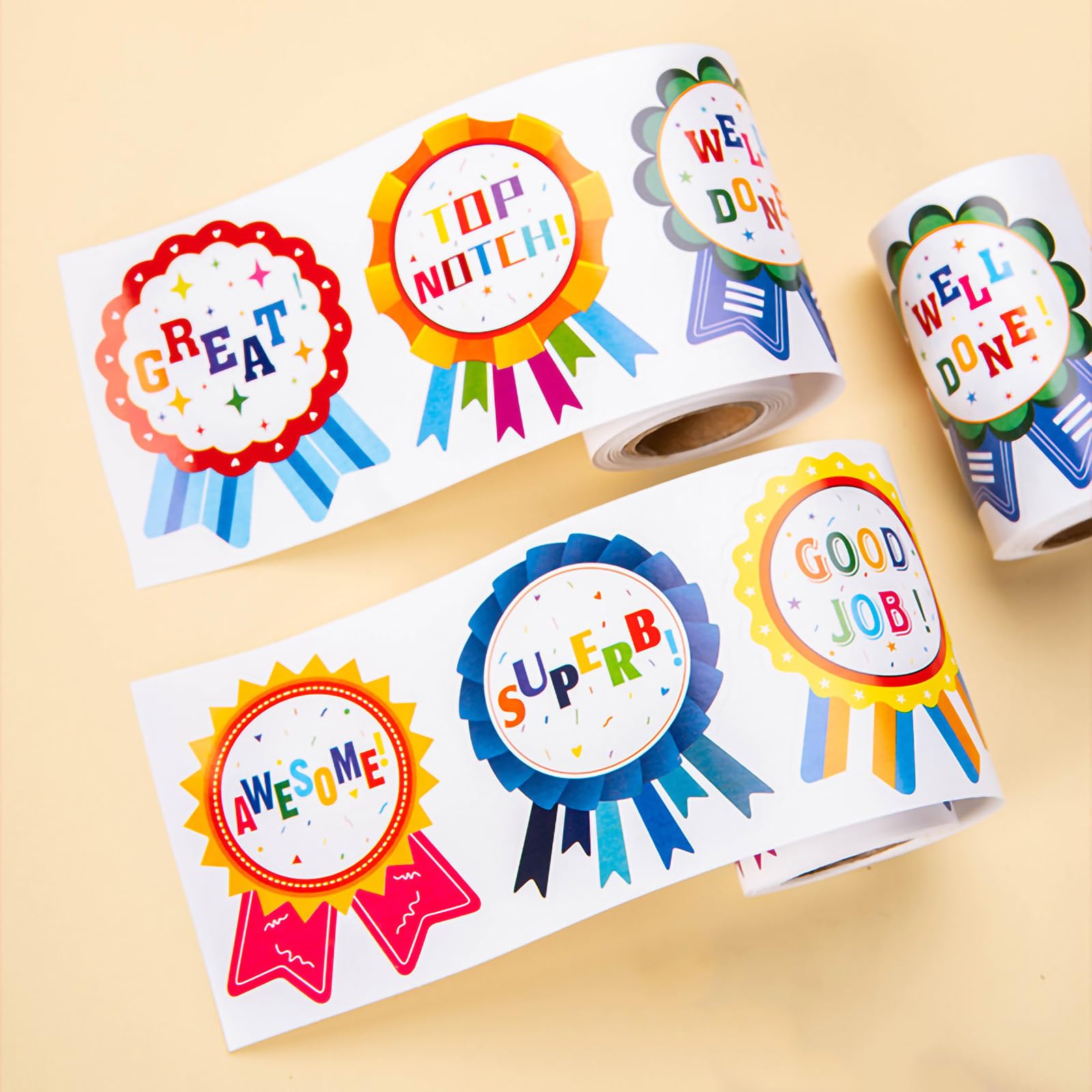 3 Rolls Reward Stickers 300 Pcs 2.2 * 2.8 Inch Large Badge Motivational Stickers for Potty Training Encouraging Stickers Good Job Labels for Home Supplies, 6 Designs