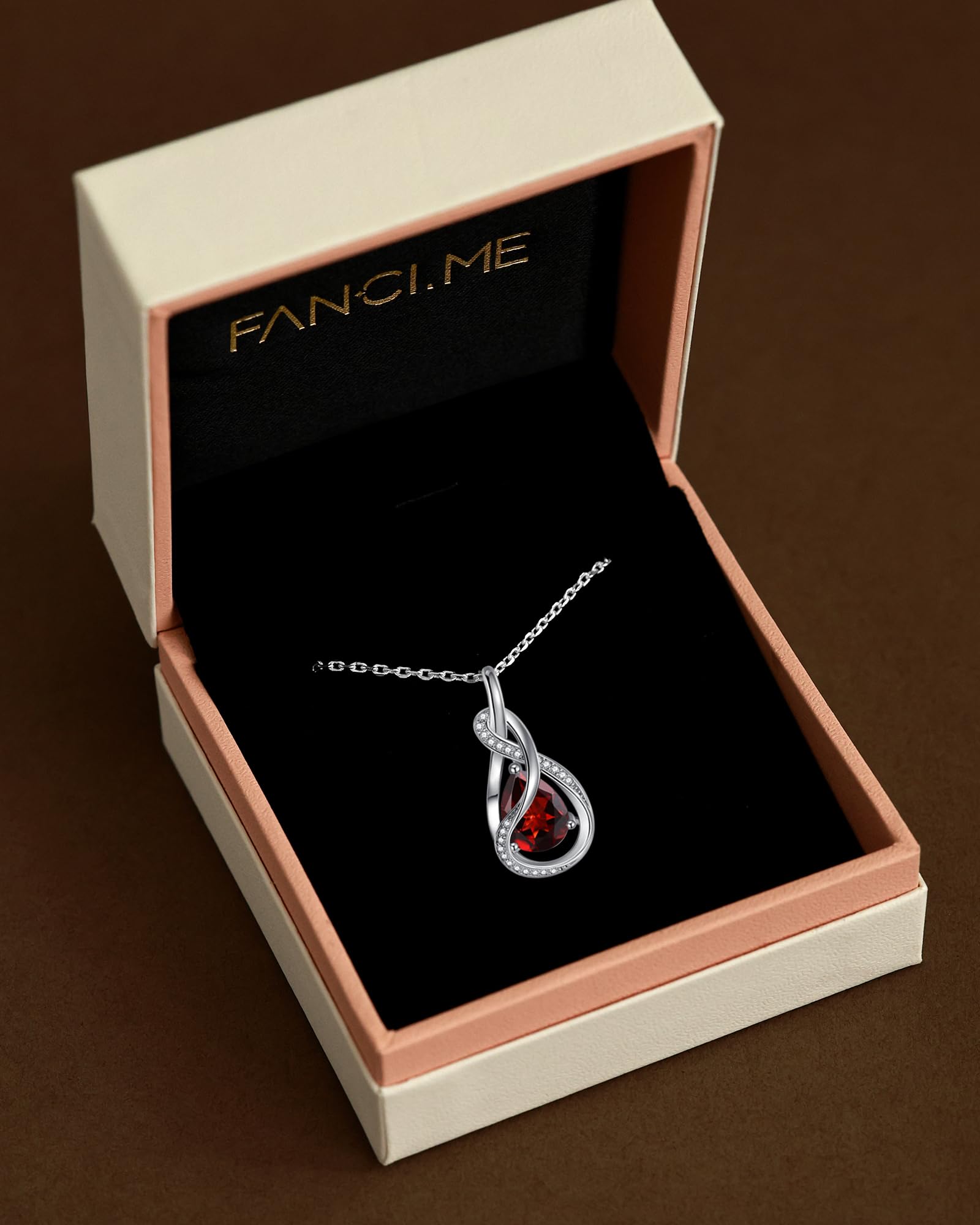 FANCIME Infinity Anhänger Halskette für Damen mit künstliche Geburtsstein | 925 Sterling Silber Kette mit imitierter Edelstein Unendlichkeit Knoten Schmuck Weihnachten Geburtstag Geschenke für Frau