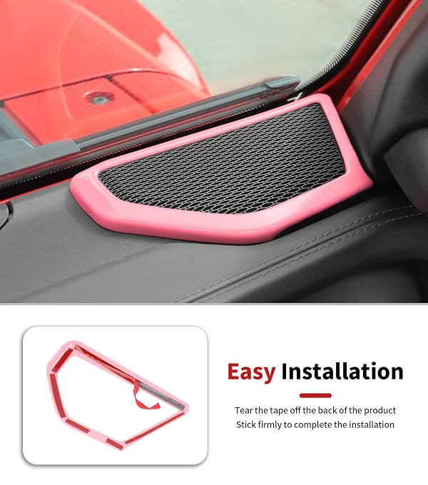 JWWY Interior Trim Kit Dress-Up Kit Decor Set Center Console Gear Shift Dashboard Panel,Door Window Switch Knob Speaker Cover Trim for 2024–2026 Jeep Wrangler JL JLU & Gladiator JT Pink 28pcs by JWWY - Image 11
