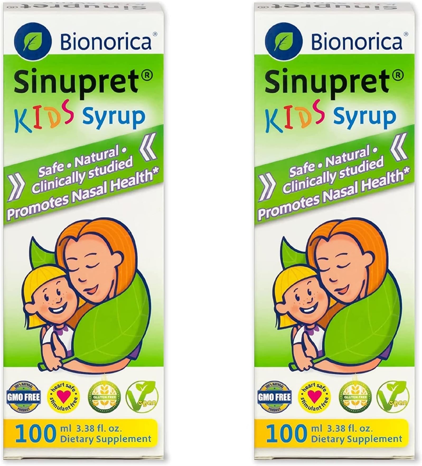 Sinupret Kids Sinus & Immune Syrup Respiratory & Immunity Boost Natural, Fast Acting Herbal Support with Verbena & Elder Flower - Cherry Flavor - 3.38 oz - 2 Pack