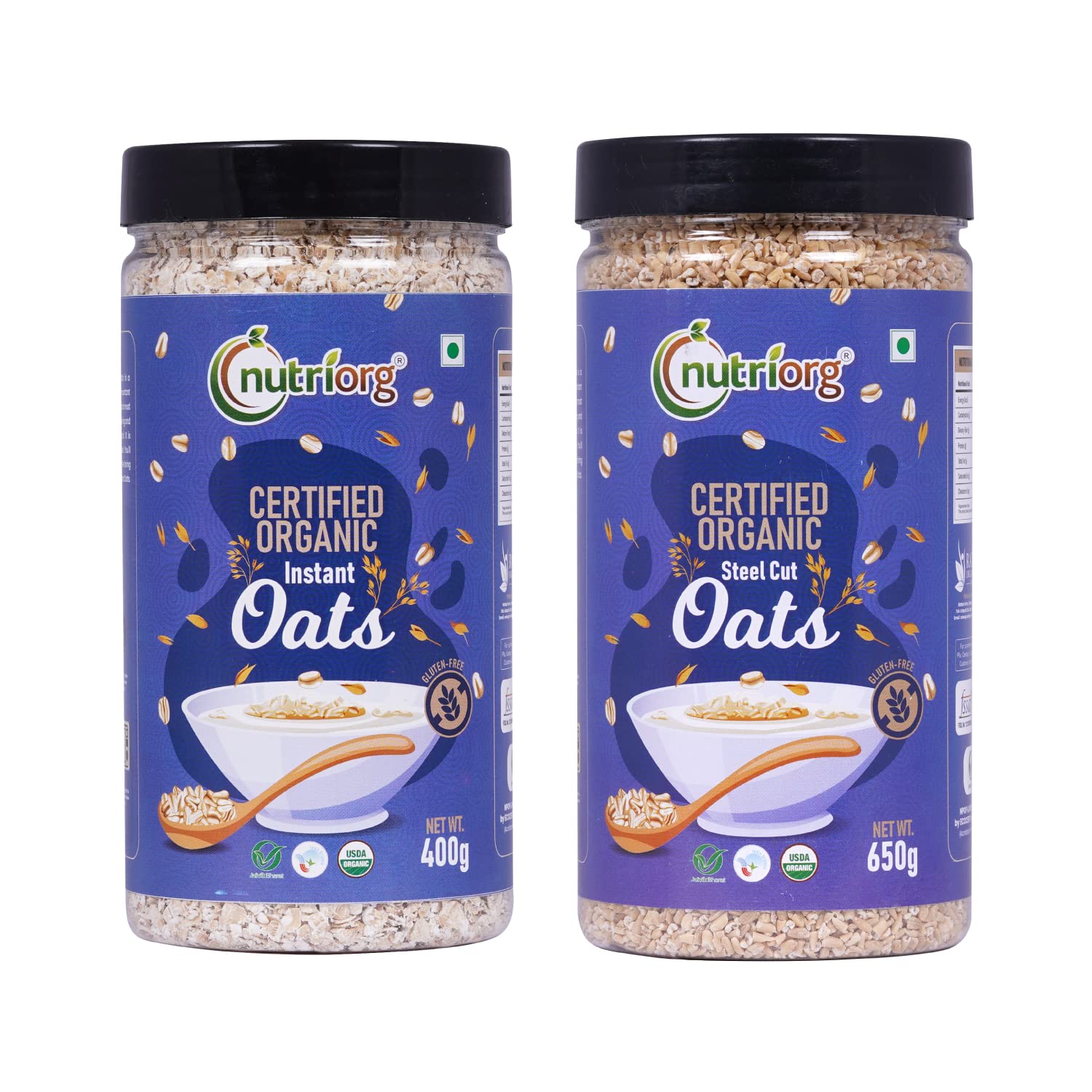 Nutriorg Organic Instant 400g & Steel Cuts Oats 650g (Combo of 2), Gluten Free, Weight Management, Fiber Rich Oats (B07JMFK5PT) Amazon Price History, Amazon Price Tracker