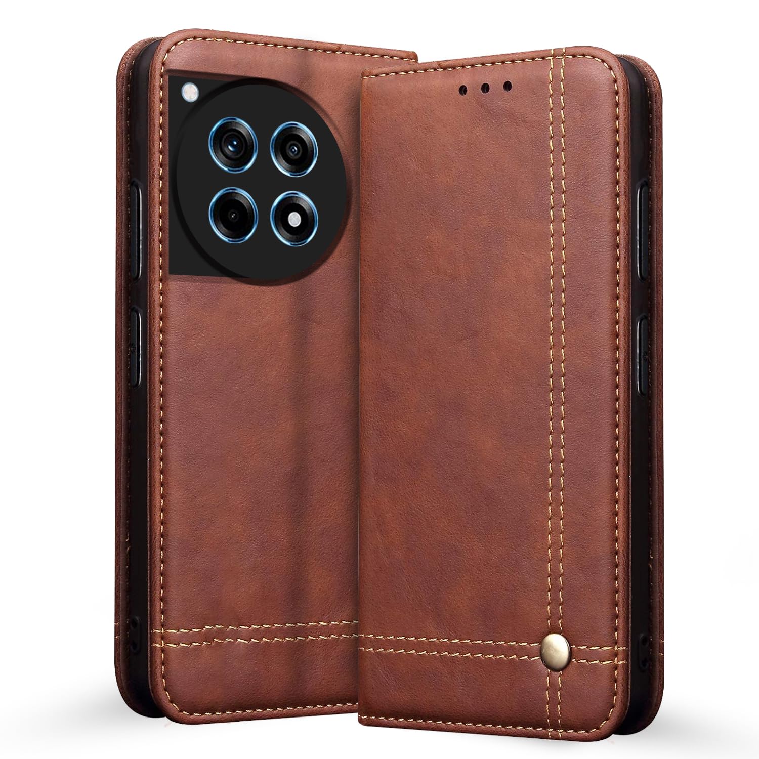 Pikkme OnePlus 12R 5G Flip Cover | Strong Magnetic Closure | Genuine PU Leather Finish | Wallet Style with Inbuilt Pocket & Stand | Premium Look Magnetic Flip Case (Brown) (B0CXF1YVZD) Amazon Price History, Amazon Price Tracker