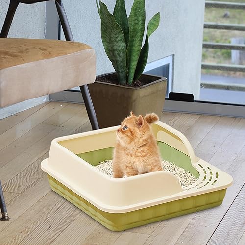 Miniatura 3 de Heightening - Bandeja de arena semicerrada para gatos de interior, color verde