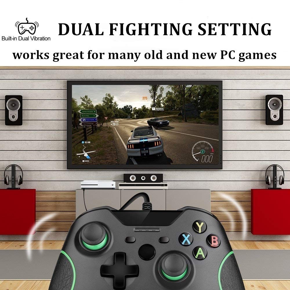 IJJ Wired Controller for Xbox One,USB Gamepad Joypad Controller with Dual-Vibration for Xbox One/S/X/PC with Windows 7/8/10 (Black)