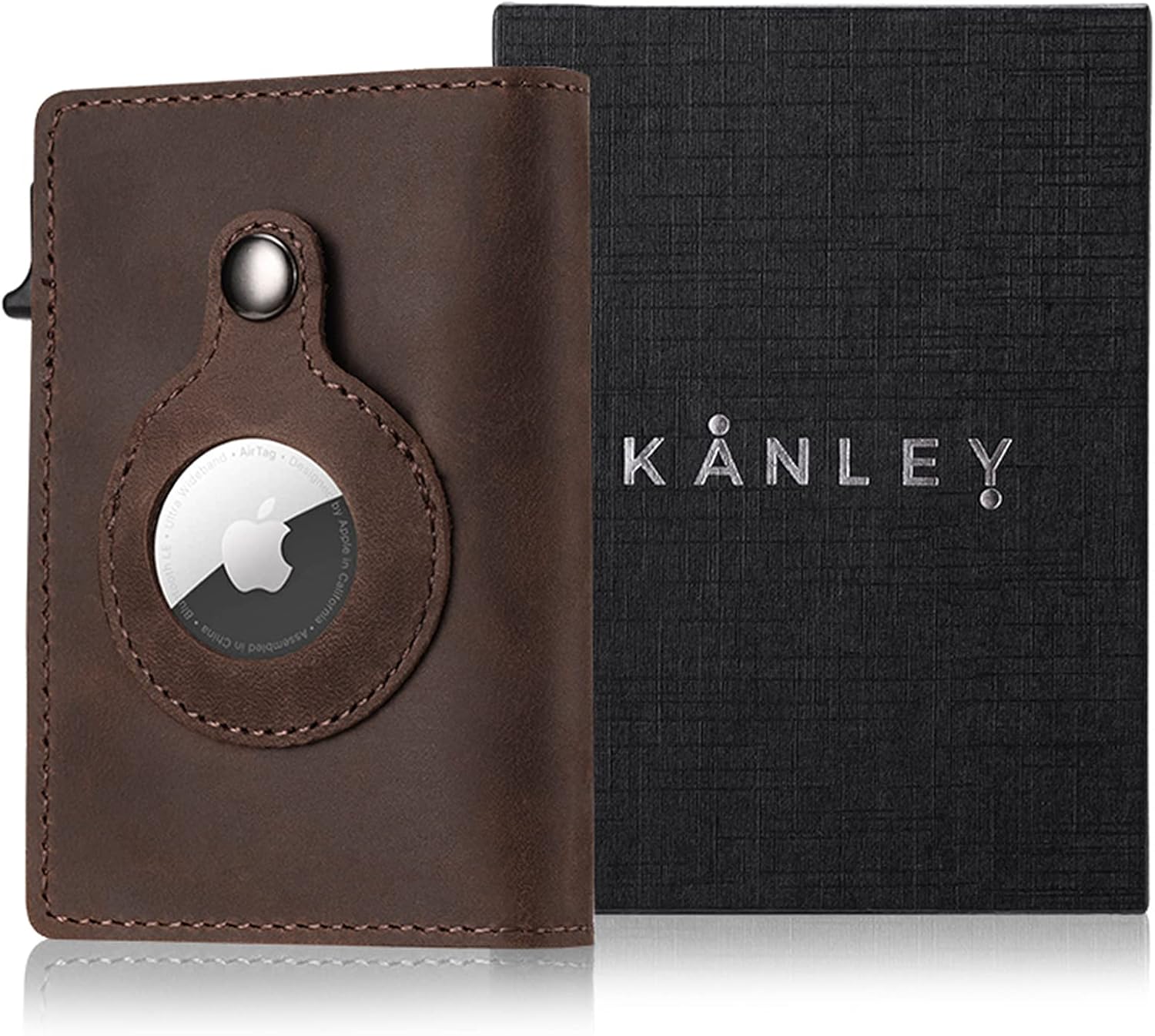 kanley airtag leather wallet with tracker holder smart wallet for men with tracking case %e2%80%93 smart wallet with card holder slots and money clip