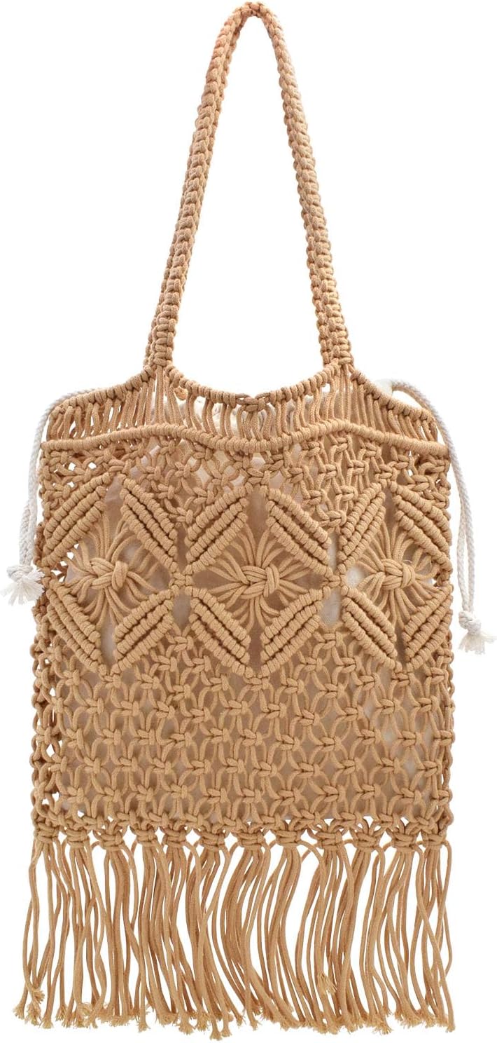 TeeYee Boho Crochet Summer Handbag Handmade. Cotton Rope Knit Shoulder Bags Women.