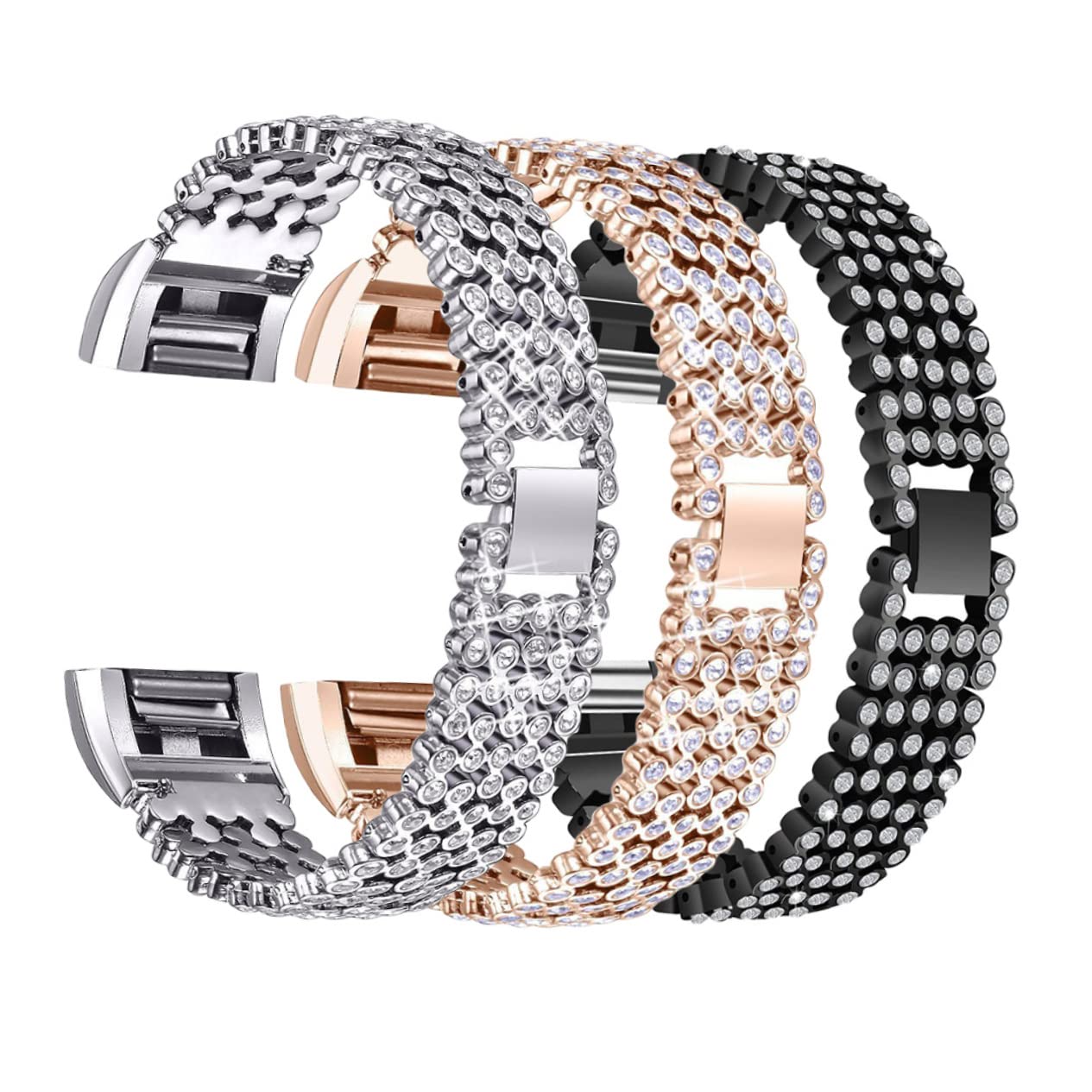 Housoutil 3 Piezas Bandas Metalicas Correas Reloj Correas De Reloj Banda Inteligente Pulsera Inteligente Muñequera Reloj Inteligente Pulseras Inteligentes Cadena De Mano Diamante