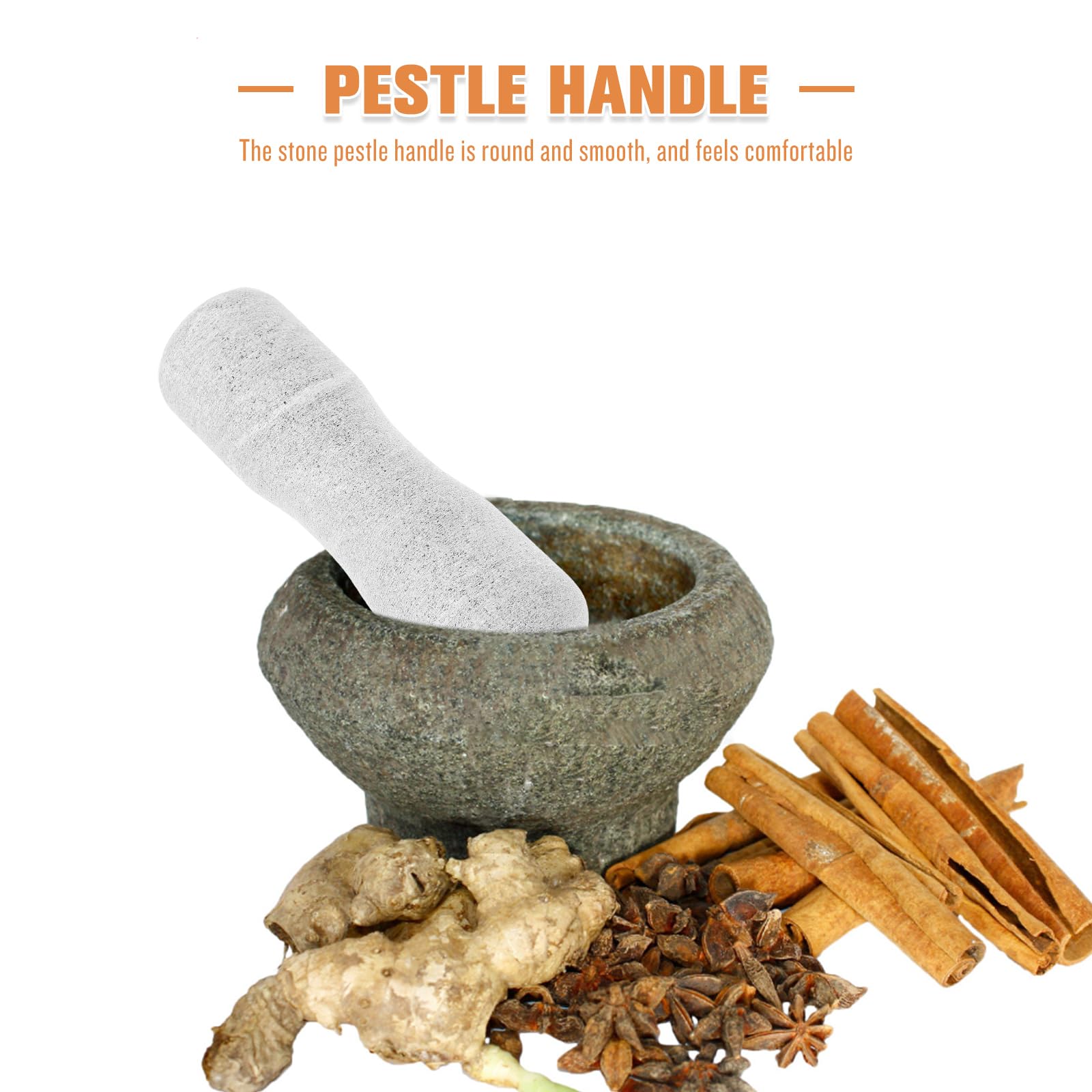 Healeved Garlic Pestle Grinding Tool 4.92 Inch Handheld Stone Pestle Kitchen Masher for Garlic and Spices with Comfortable Ergonomic Handle - Image 4