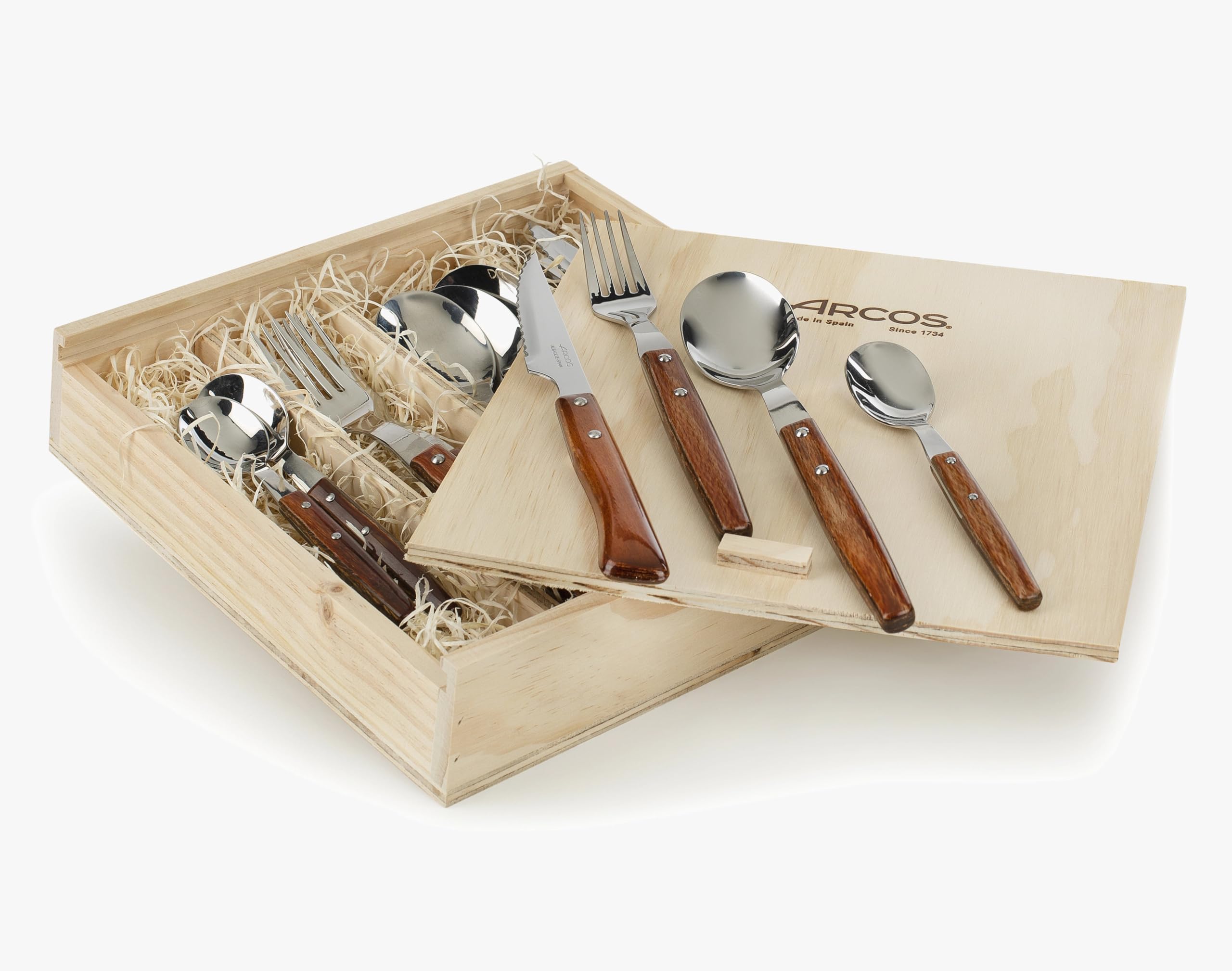 Arcos Serie Gregorio Arcos Besteckset, 16-teilig, Edelstahl, Holzgriffe, Braun
