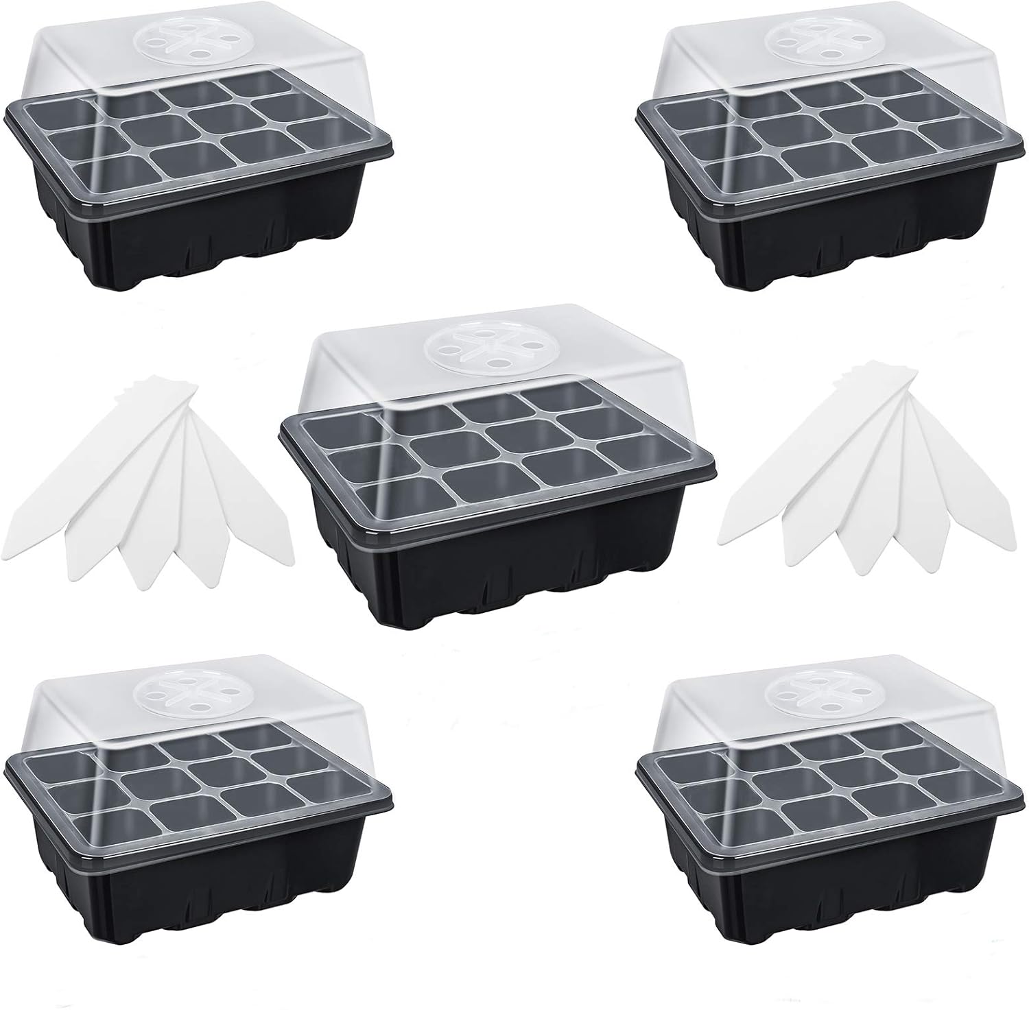 Germination Trays Black/5pack, 6 Cell Seed Trays Seedling Starter Tray