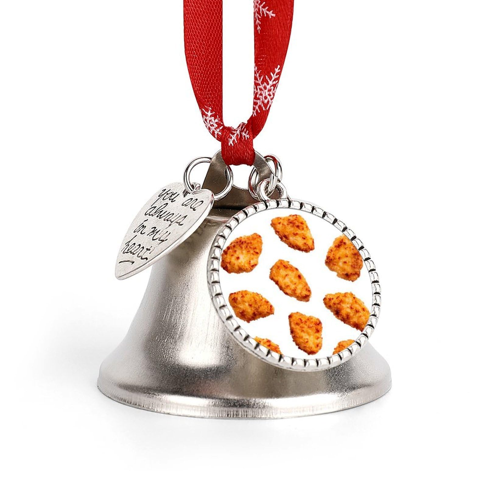 Asbwuo As Pic Chicken Nuggets Fried Christmas Ornaments Metal Hanging Bells For Christmas Tree Party
