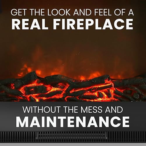 Miniatura 5 de Oxford - Calentador eléctrico de chimenea de 50.0in con inserto de tronco profundo de 1500 W, llamas multicolor y mantel de almacenamiento AV en