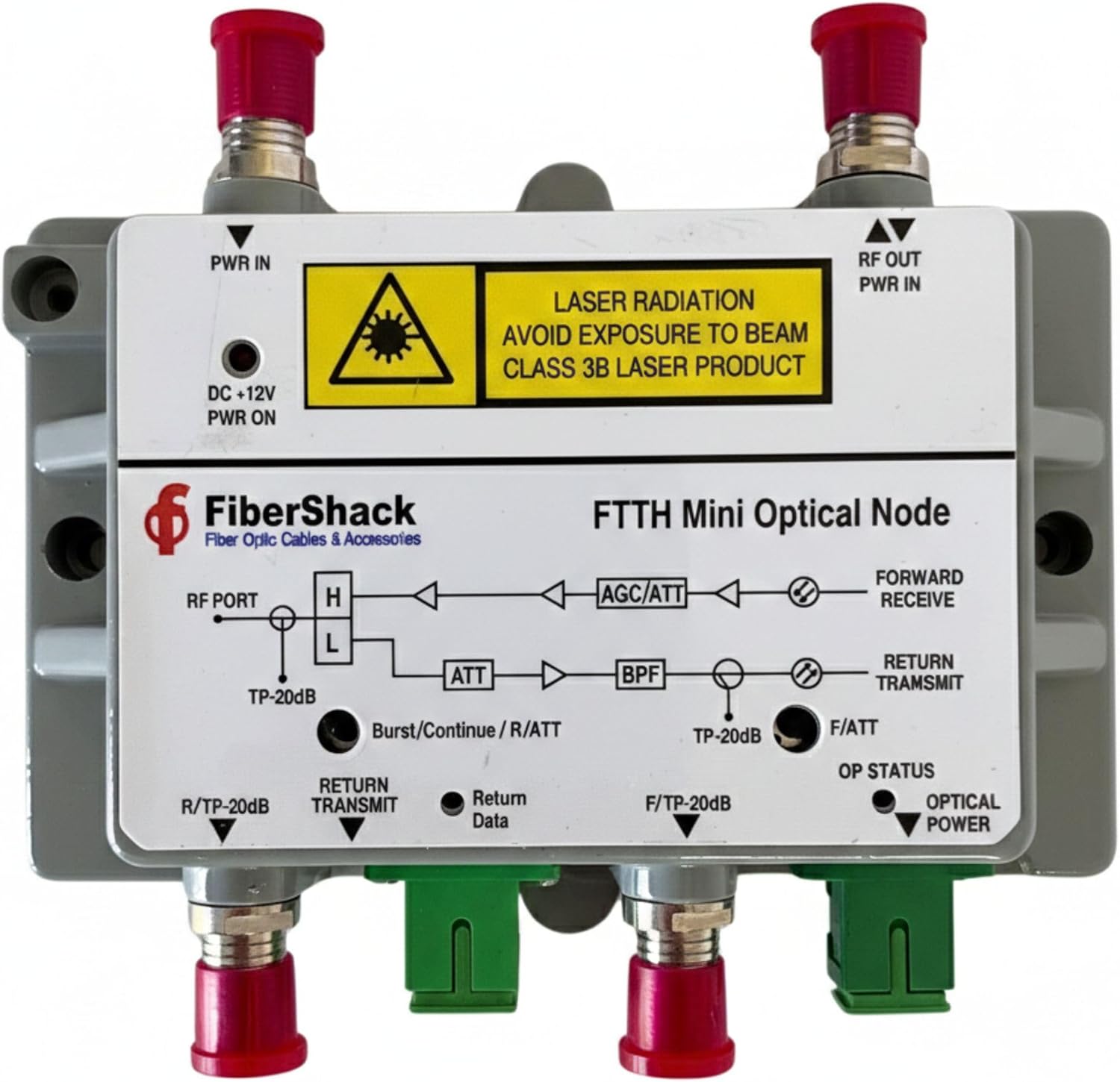 CATV Mini Optical Fiber Node - 2 Way FTTH 1310nm - 2X SC/APC Fiber Ports with RF Input - Commercial Grade Reliable Signal for FTTH, FTTB or FTTX Fiber Optic Networks