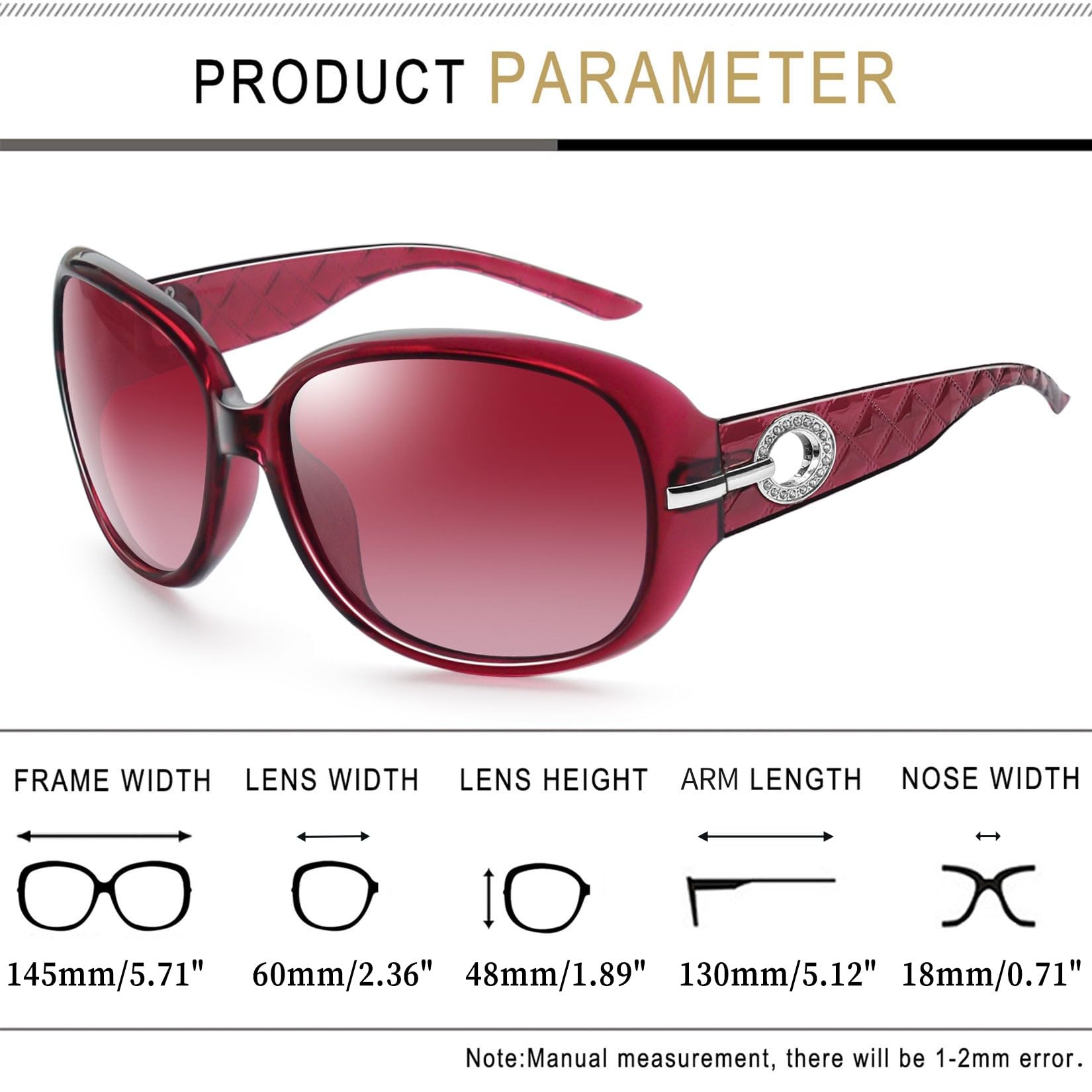 Joopin Occhiali da Sole da Donna Polarizzati Grandi Protezione UV400 Retrò Vintage Oversize Rettangolari Occhiali donna da Sole